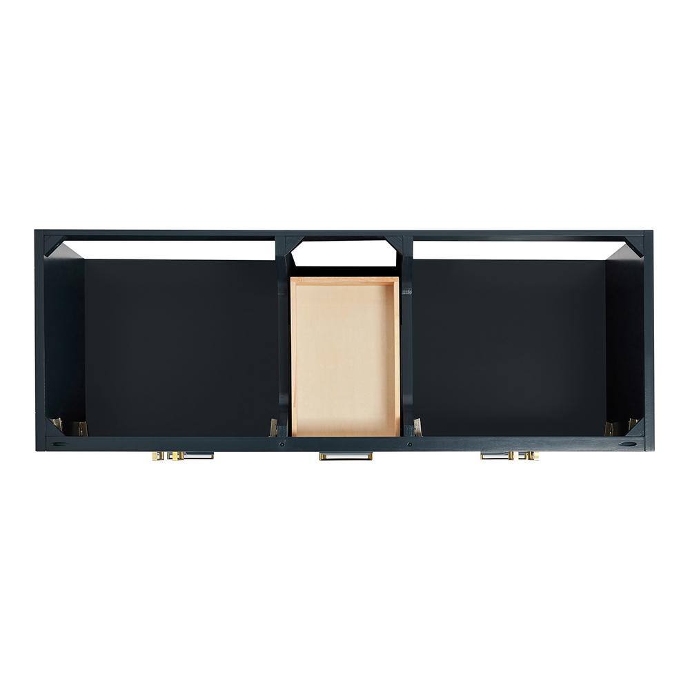 Midnight Blue Double Freestanding Vanity with Satin Brass Hardware