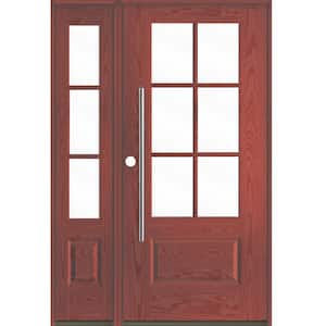 UINTAH Faux Pivot 50 in. x 80 in. 6-Lite Right-Hand/Inswing Clear Glass Redwood Stain Fiberglass Prehung Front Door wLSL