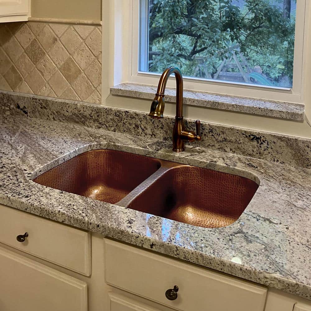 Handcrafted Copper Double Bowl Undermount Kitchen Sink
