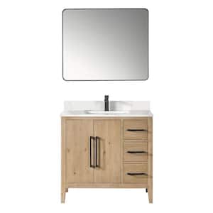 Laurel 36 in. W x 22 in. D x 34 in. H Single Sink Bath Vanity in Weathered Fir with White Quartz Top and Mirror