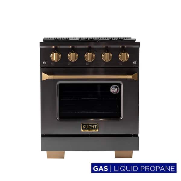 Gemstone Professional 30 in. 4.2 cu. ft. 4 Burners Propane Gas Range with Convection Oven in Titanium Stainless Steel