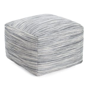 Joya Blue 22 in. x 22 in. x 16 in. Gray and Ivory Pouf