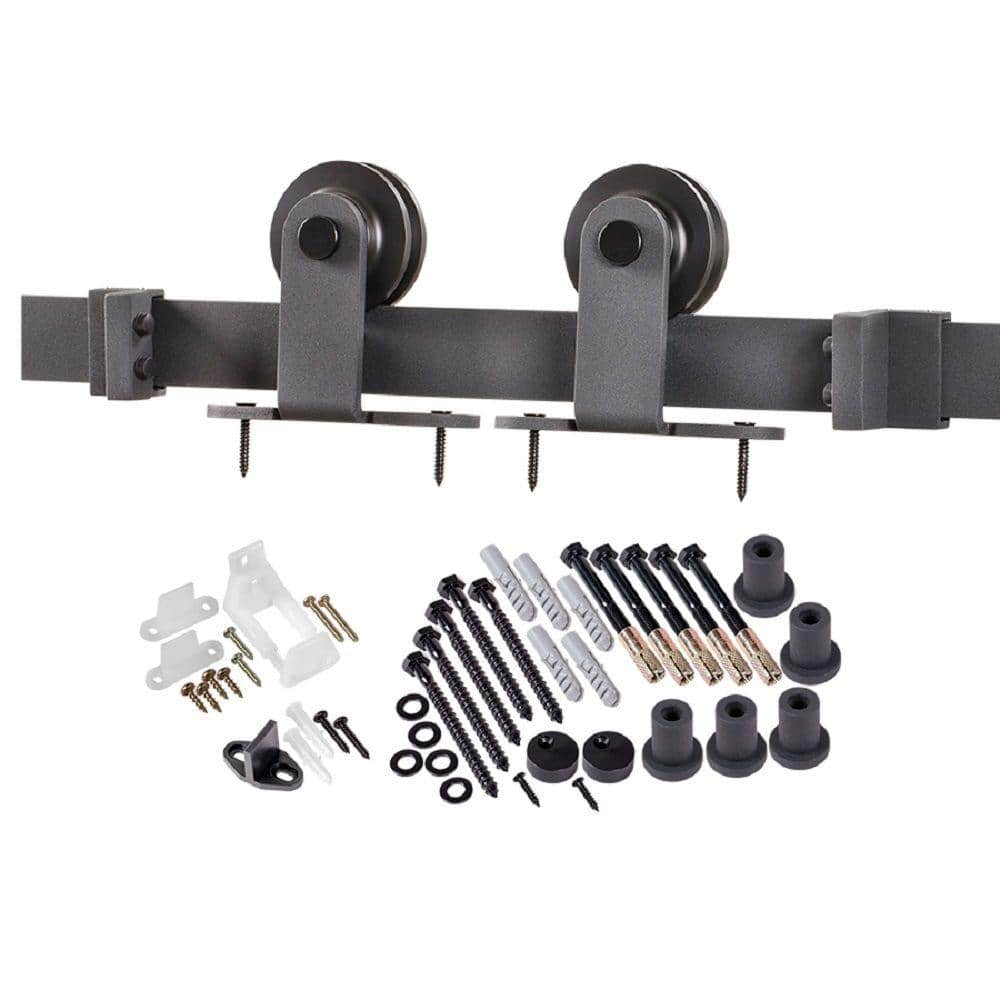 78.75 in. Premium Matte Black Finished Steel Top Strap Barn Door Track and Hardware Kit for Single Door price history on PriceWatchPro