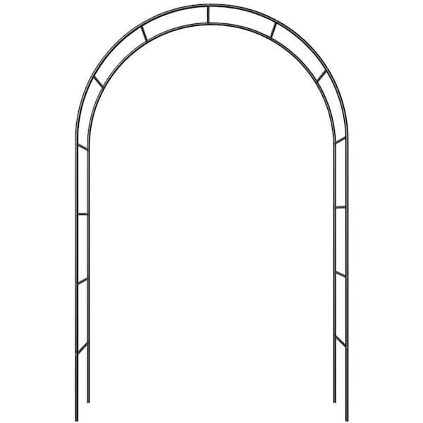 SenQWFa 91 in. Metal Garden Arch Trellis Pergola Arbor w/ 2 Assembled Sizes for Climbing Plant Wedding Party Bridal Black