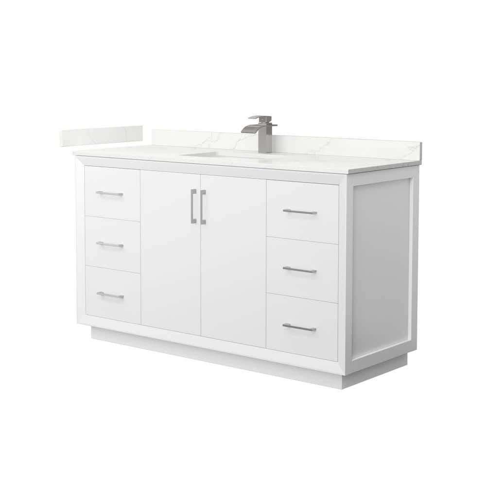 Strada 60 in. W x 22 in. D x 35 in. H Single Bath Vanity in White with Giotto Quartz Top price history on PriceWatchPro