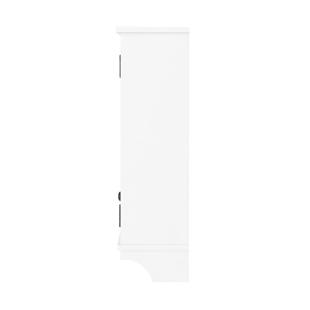 White Wood Wall Mounted Bathroom Storage Cabinet with Towel Rod