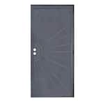 36 in. x 80 in. Nuevo Dia Black Steel Surface Mount Outswing Security Door with Perforated Steel Screen Inlay