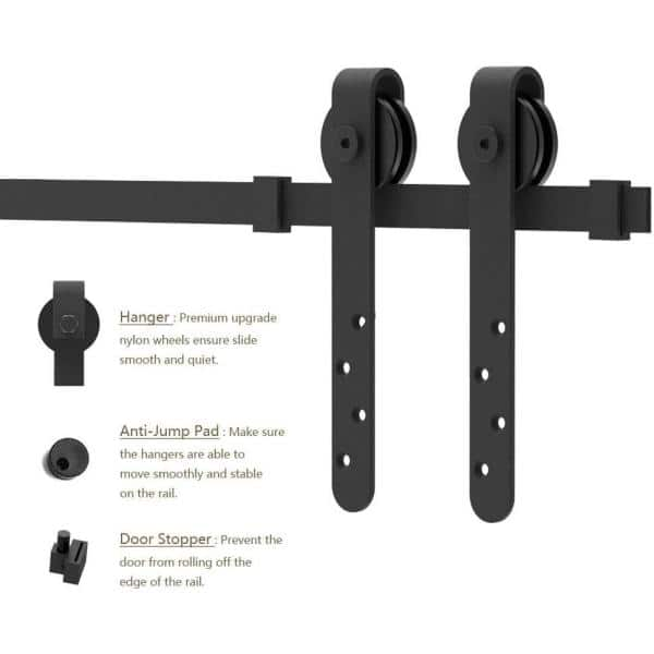 Boyel Living 4 ft./48 in. Mini Black for Single Door Cabinet Steel Classic  Sliding Barn Door Hardware Kit X002IJU651-LTC - The Home Depot