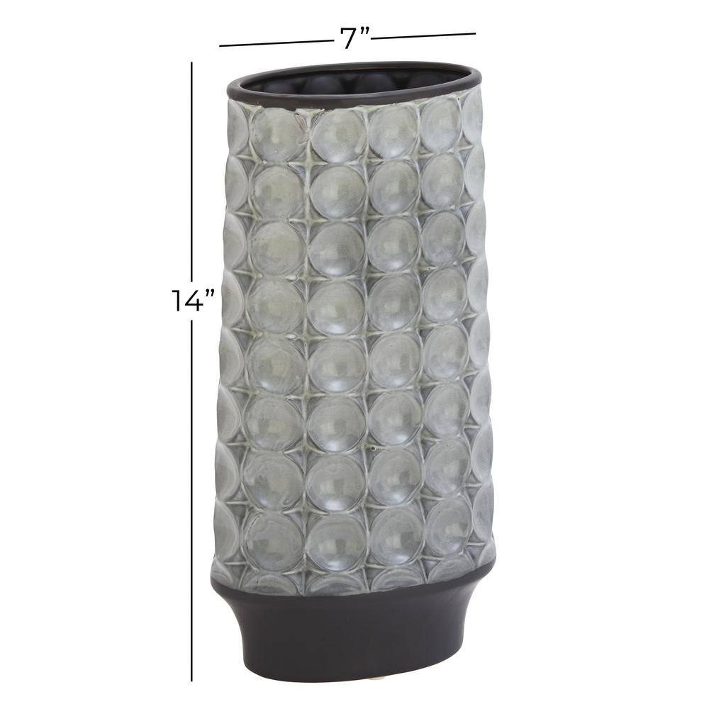 Gray Textured Ceramic Decorative Table Vase