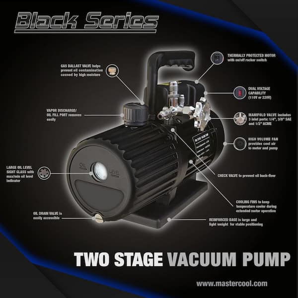 Mastercool Two Stage 6CFM Vacuum Pump 90066-2V-110-BL - The Home Depot