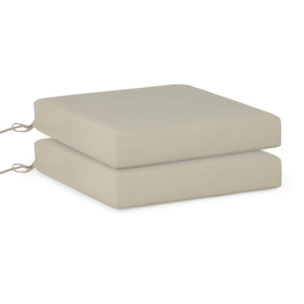 FadingFree (Set of 2) 20 in. x 19.5 in. x 4 in. Outdoor Patio Thick Square Lounge Chair Seat Cushions with Ties in Beige price history on PriceWatchPro