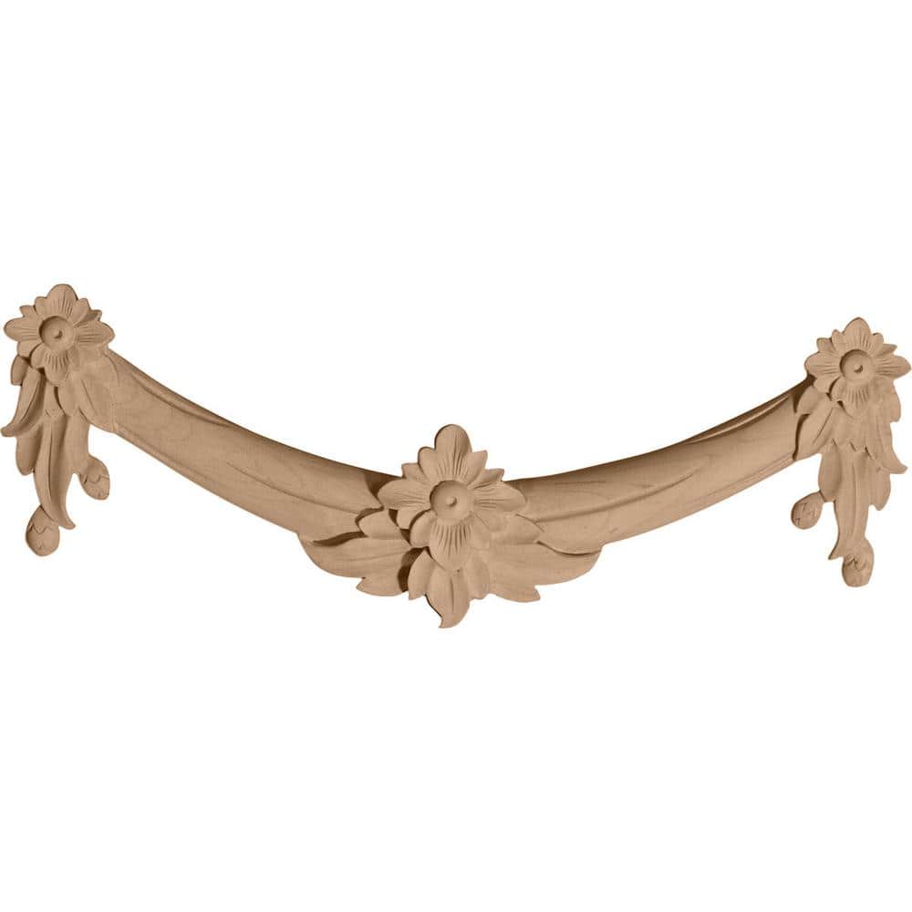 Ekena Millwork 1 in. x 11-1/4 in. x 4-1/4 in. Lindenwood Small Floral Swag