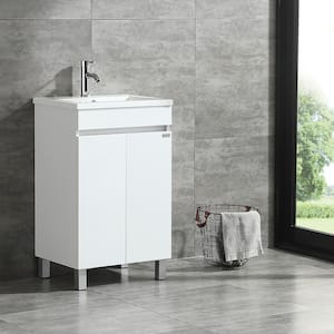 20 in. W x 16 in. D x 31.5 in. H Single Sink Freestanding Bathroom Vanity in White with White Top and Faucet