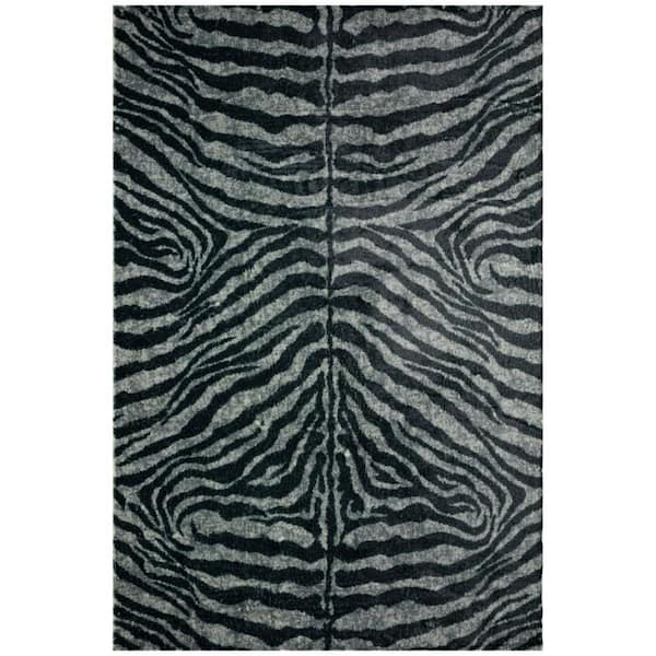 HomeRoots 3 x 5 Black Animal Print Runner Rug