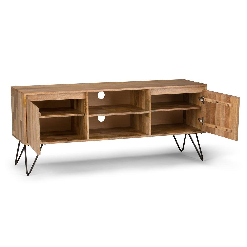 Hunter 60'' Natural Mango Wood and Iron TV Cabinet with Hairpin Legs