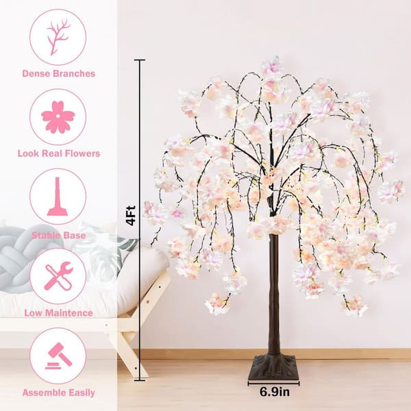 4 ft. Artificial Cherry Blossom Tree with 360 LED Lights 8 Modes