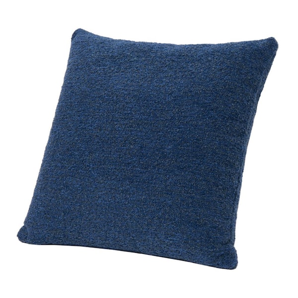 Jennifer Taylor Astrid 20 in. Square Accent Throw Pillow Cover with Feather Insert in Cerulean Blue Boucle
