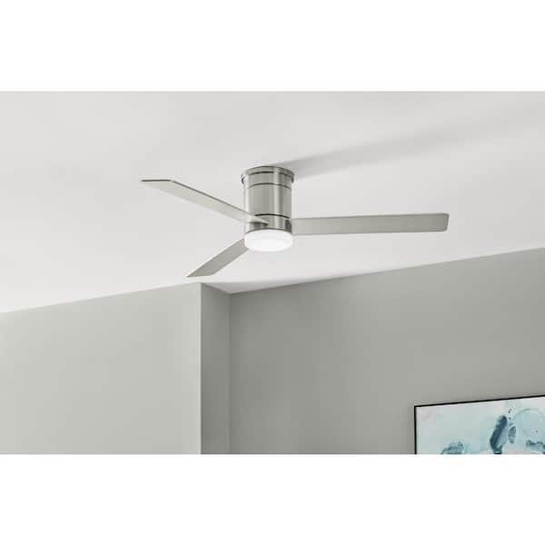 Hampton Bay Conjure 52 in. Indoor Brushed Nickel Ceiling Fan with Adjustable White Integrated LED with Remote Included