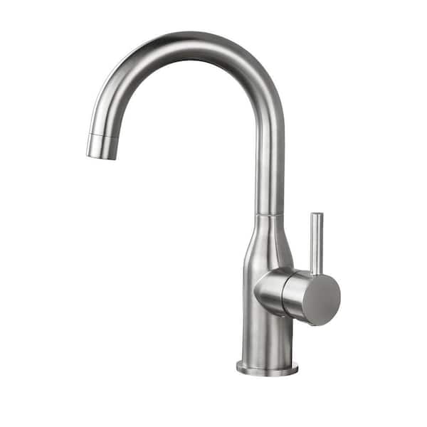 Single Handle Bar Sink Faucet Deckplate Not Included in Brushed Nickel