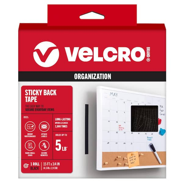 VELCRO 15 ft. x 3/4 in. Black Sticky Back Tape