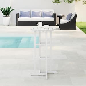 Laguna 24 in. Round Pub Height HDPE Plastic Dining Outdoor Bar Bistro Table in White