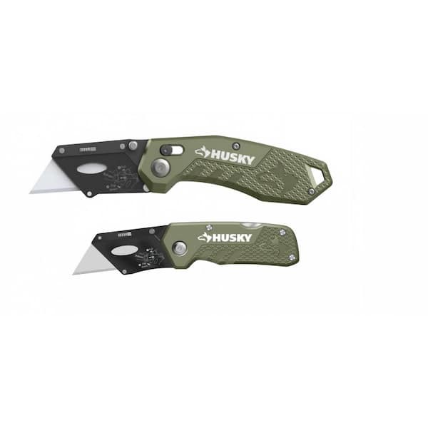 2PK-Rapid Lock Utility Knife and Compact Utility Knife - Military Green