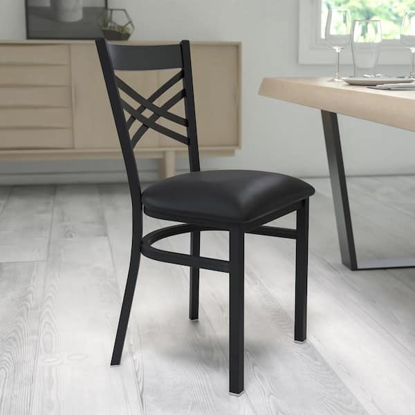 Hercules Black Metal Frame Vinyl X Back Metal Restaurant Chair