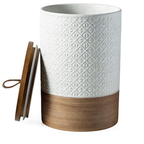 64 oz. Ceramic Coffee Container with Airtight Lid, Food Storage Container, White Kitchen Canisters for Countertop