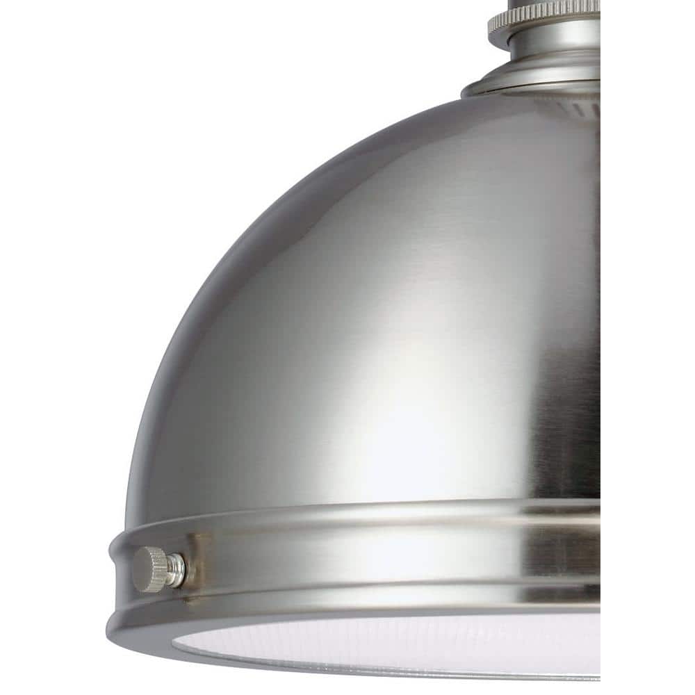 Brushed Nickel Single Light Dome Pendant with Clear Glass Shade
