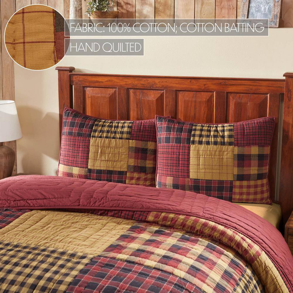 Connell Burgundy and Khaki Cotton Quilted Standard Sham
