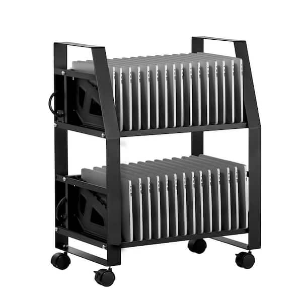 Laptop Cart 32 Device Mobile Open Charging Station Office and Classroom Mobile Charging Cart, Up to 15.6 in. Screen Size