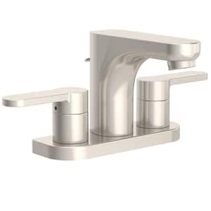 Identity 4 in. Centerset 2-Handle Bathroom Faucet with Pop-Up Drain Assembly in Satin Nickel