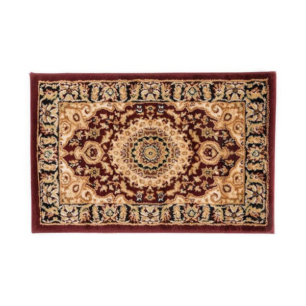 Traditional Medallion Burgundy 2 ft. 7 in.  x 4 ft.  Indoor Area Rug