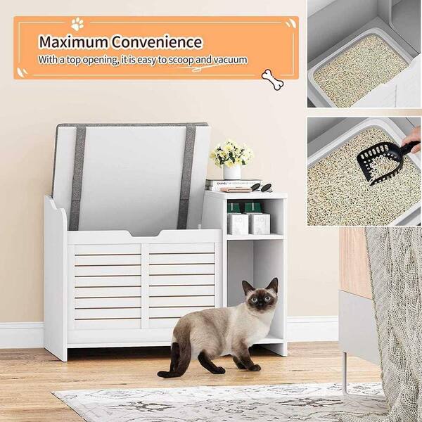 Cat litter box with top clearance opening