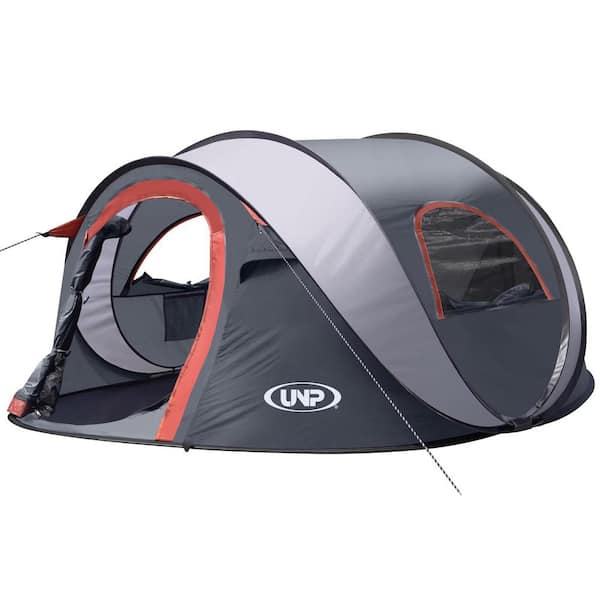 Tenleaf 8 ft. x 3 ft. Gray 3 Person Outdoor Portable Waterproof Windproof Beach Camping Tent with 2 Doors, Carrying Bag