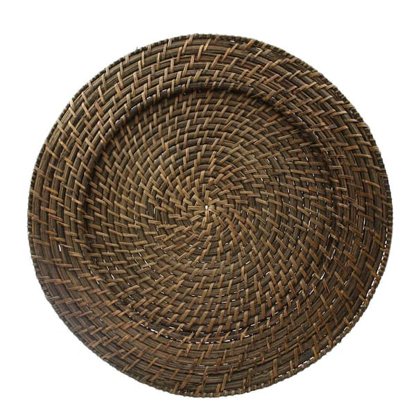 ChargeIt by Jay 13 in. D Round Rattan Charger (Set of 4)