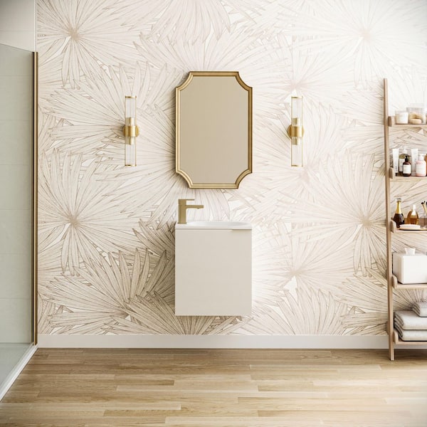 Valencia 20 in. W Wall Hung Bathroom Vanity in Glossy White with Acrylic Vanity Top in White