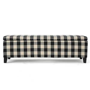 Cleo Black and White Checkerboard Fabric Storage Bench