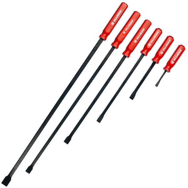 6-Piece Steel Strike Cap Pry Bar Set with Ergonomically Designed Heavy Duty Handles