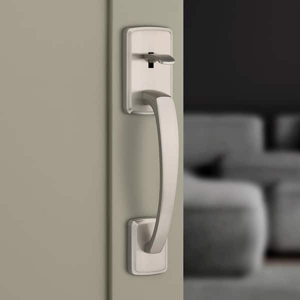 Kwikset Brentford Satin Nickel Exterior Grip Door Handleset Only