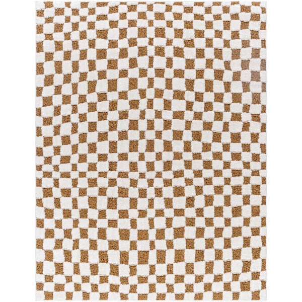 Freud Burnt Orange 9 ft. x 12 ft. Checkered Indoor Area Rug