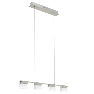 Eglo Vicino 12.6 in. W x 5.71 in. H Satin Nickel Dimmable LED Vanity ...