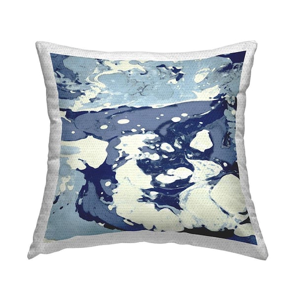 Stupell Industries Marbled Blue Fluid Abstract Blue Square Outdoor Throw Pillow