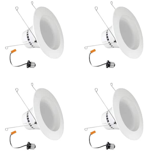 Feit Electric 5/6 in. White Integrated LED Recessed Trim Retrofit Dimmable Down light LED Module (4-Pack)