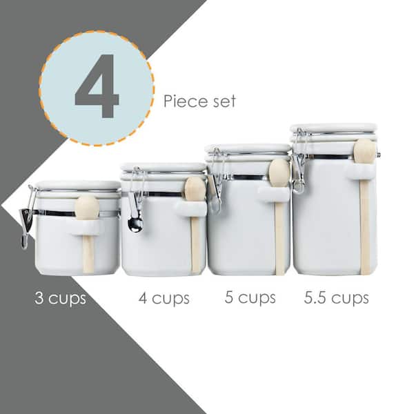 Home Basics 4 Piece Ceramic Canisters with Air-Tight Clamp Top Lid and  Wooden Spoons, Mint HDC69965 - The Home Depot