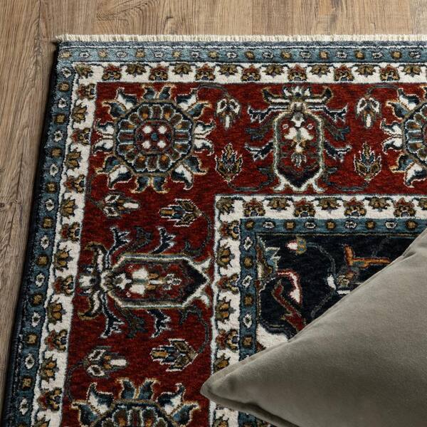 AVERLEY HOME Victoria Navy/Red 5 ft. x 8 ft. Vintage Oriental