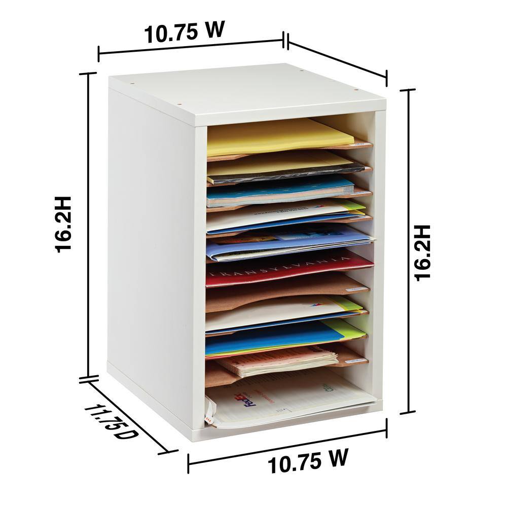 White 11-Slot MDF Vertical Paper Sorter Organizer