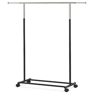 Black Metal Garment Clothes Rack with Extendable Rod 30.5 in. W x 58.3 in. H