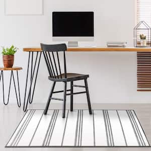 Stripe Grey and White 3 ft. x 5 ft. Machine Washable Accent Rug