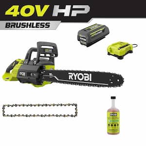 40V HP Brushless 18 in. Battery Chainsaw w/Extra Chain, Bar & Chain Oil, 5.0 Ah Battery, & Charger
